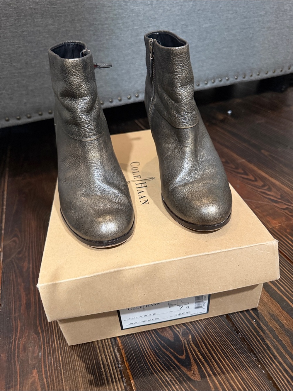 Cole Haan Cassidy Metallic Leather Ankle Booties